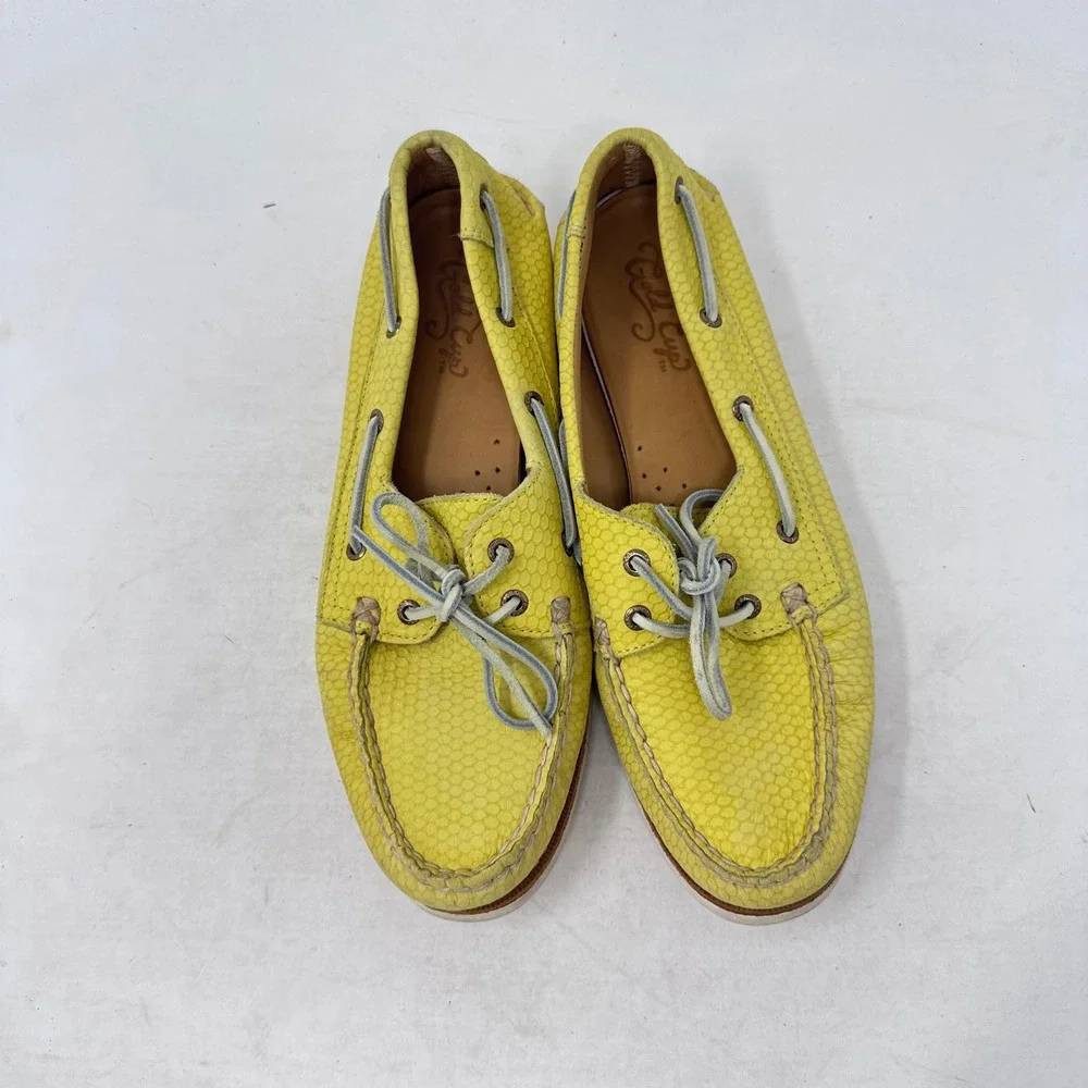 Sperry Gold Cup Top-Sider Boat Shoes Yellow 9.5 Nautical Snakeskin Embossed